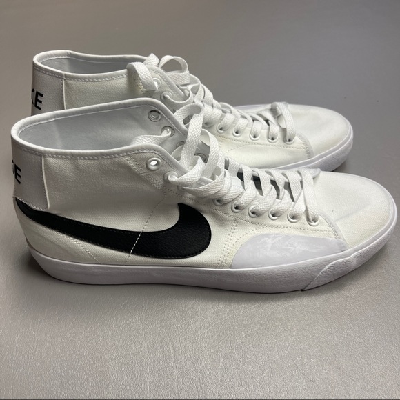 Nike Mens SB Blazer Court Mid White Blk Skateboarding SAMPLE Shoes DC8901 Sz 9 - Picture 1 of 8